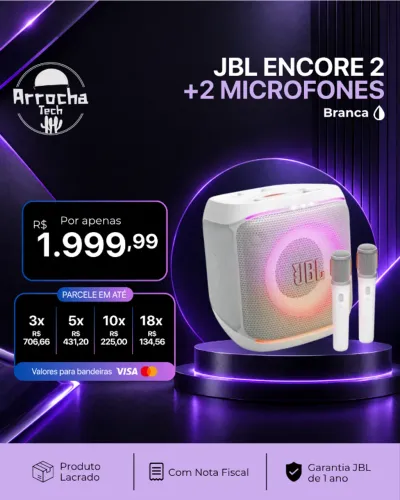 Caixa de Som JBL Encore 2 Com Microfones - Branca - Lacrada - Com NF - Garantia 1 ano