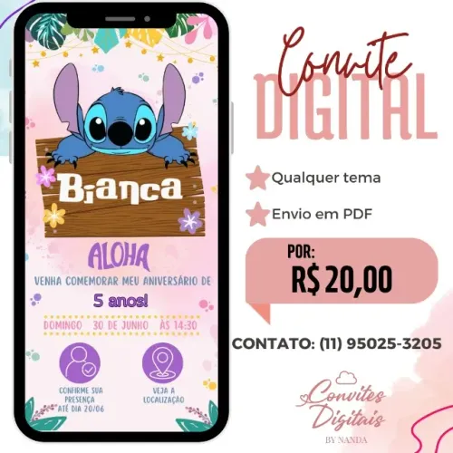 Convite Digital Personalizado Infantil - Qualquer Tema