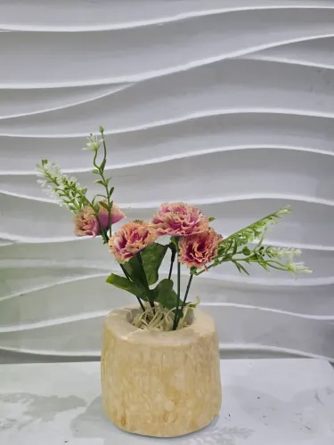 Vaso de gesso com flores- Novo