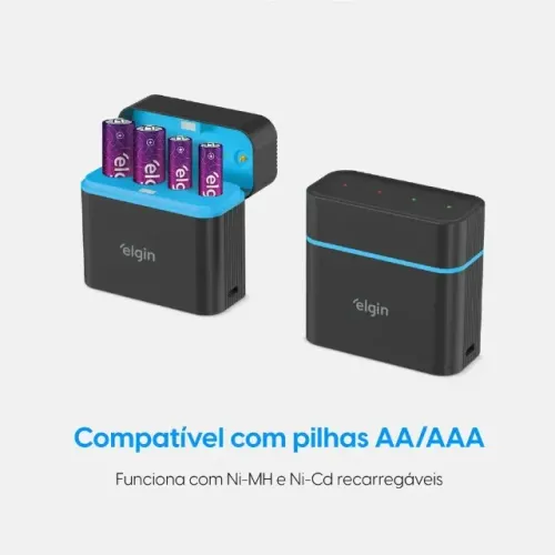 Carregador Elgin Usb-c 46rscusbcx04 4 Pilhas Aa/aaa 5v