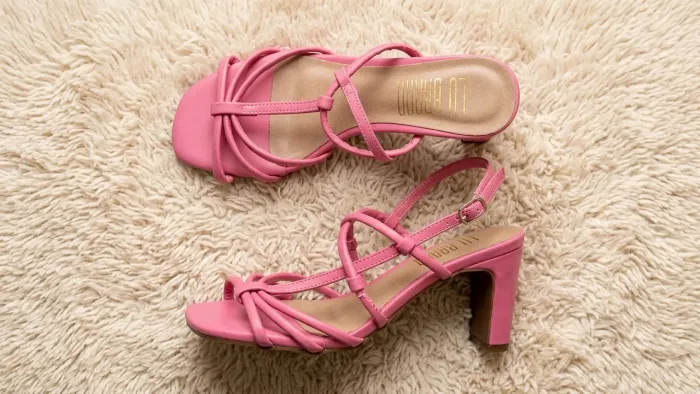 Sandália Feminina Lu Brand Rosa Salto Bloco Tam 35 - Tiras