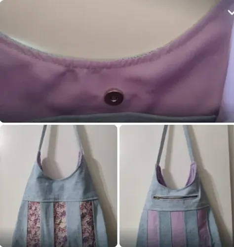 Bolsa em Jeans e Brim Artesanal modelo único Cod 093
