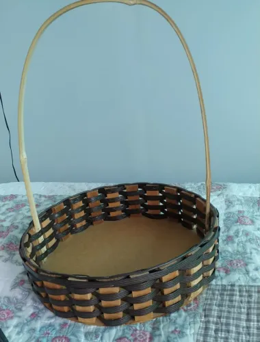 Cesta em madeira e fibra sintética Tam 30cm