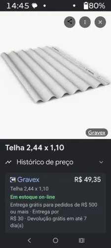Telhão 244x110 8 peças 