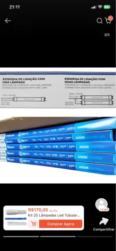 Kit 24 lâmpadas LED tubular 60cm 10w branco frio 6500k