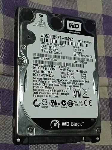 HD 500GB WD Black para Notebook - SATA 2,5"