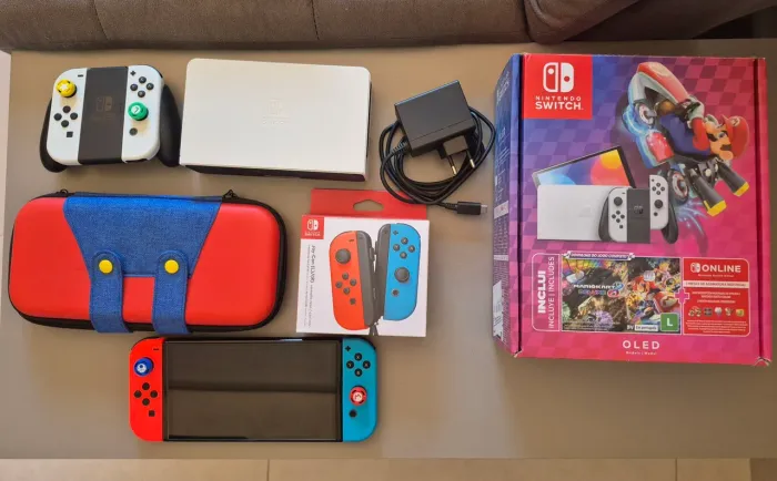 Console Nintendo Switch OLED 64GB Branco Mario Kart 8 Deluxe Usado