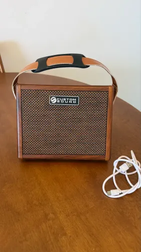 Mini Amplificador Custom Sound Para Violão Mini 15 Bluetooth Cor Marrom