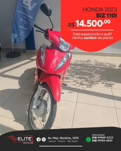 Honda Biz 110i 2023  Apenas 1.300 km<br>