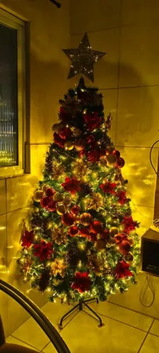 Árvore de natal toda completa.