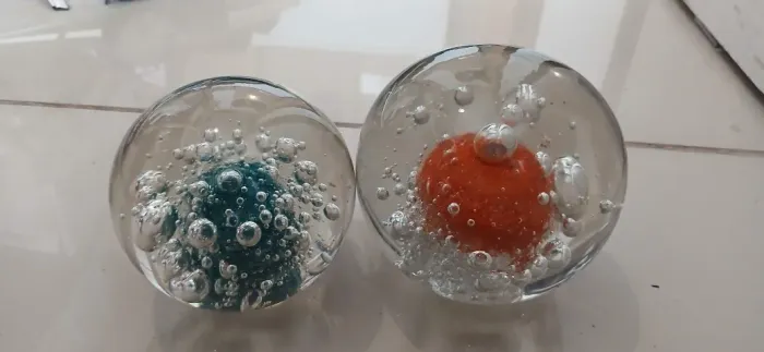 Par de Pesos de Papel em Cristal Artístico Estilo Murano - Vintage