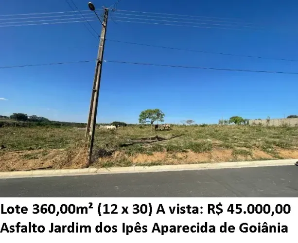 Leia a descrição: Lote 360,00m² (Asfalto) Jardim dos Ipês