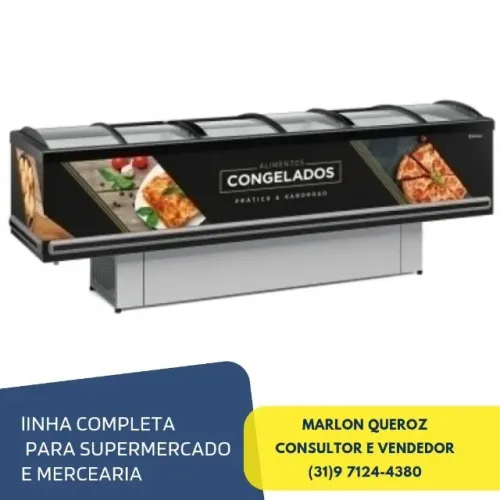 Ilha para Congelados Vidro Curvo 3M Gelopar