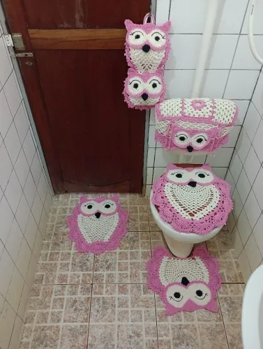 Tapetes decorativos de banheiro CORUJINHAS 05 peças