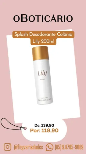 Splash Desodorante Colônia Lily 200ml