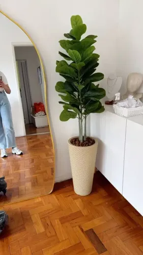 Planta Artificial Ficus Lyrata Grande Alta 1,25M Decoração Elegante Sala Escritório Toque 