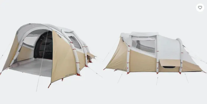 Barraca de Camping Air Seconds 5.2 5 Pessoas 2 Quartos Fresh & Black Quechua Bege