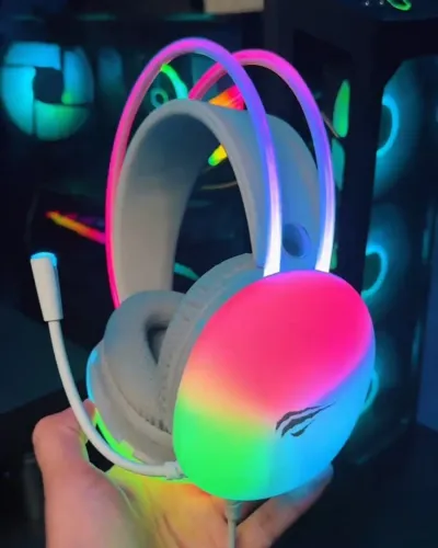 Headset Gamer Havit H2037d Rgb Branco *ENTREGA GRÁTIS*