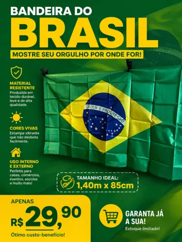 BANDEIRA DO BRASIL 1,40m x 85cm