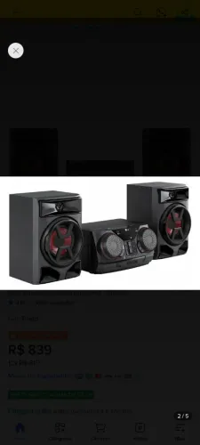Mini System LG XBOOM 220W RMS, Graves Potentes, Multi Bluetooth, Modo Rádio FM - CK43N