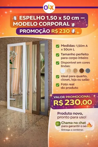 Espelho de corpo moldurado 1.50x50 cm