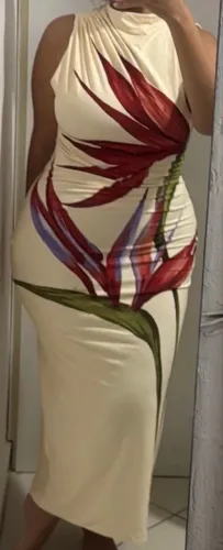 vestido farm midi maxi estrelicia off white m