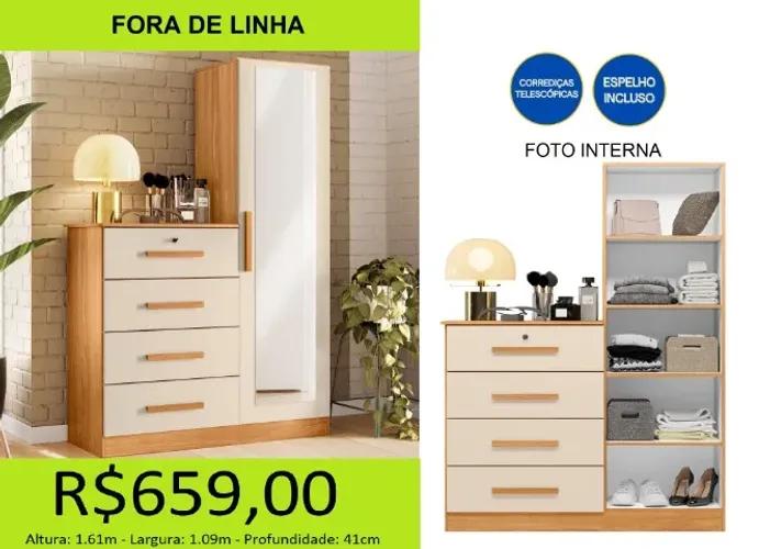 Comoda com espelho - compre hoje e receba em até 72h 
