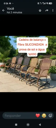 Cadeiras de Balanço de Fibra Silonozada a prova dágua e sol