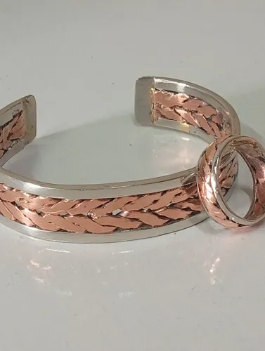 Kit Bracelete e Anel em cobre e Alpaca