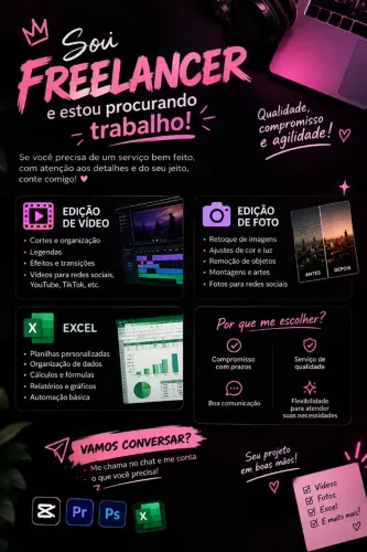FREELANCE DISPONÍVEL A PARTIR DE 5 REIAS