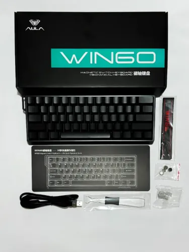Aula WIN 60 HE, Teclado Gamer Mecânico Magnético 8000Hz, 0.04mm, RGB, Cores Preto e Branco