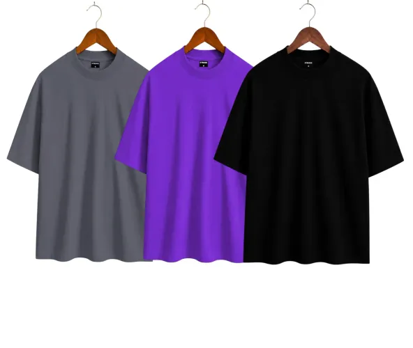 kit 3 camisetas oversized