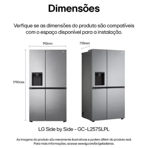 Geladeira LG Smart 611L Side by Side Inverter Inox - Nova NF somos loja