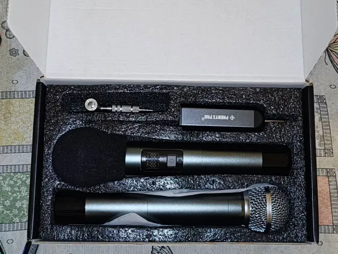Microfone Sem Fio Duplo Phenyx Pro PDP-2, Cardioide, 2 Transmissores, USB-C, 16kHz