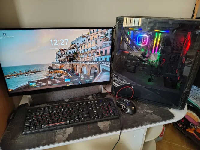PC Gamer Completo Ryzen 5 5600G + Monitor LG 24" 144Hz - Impecável