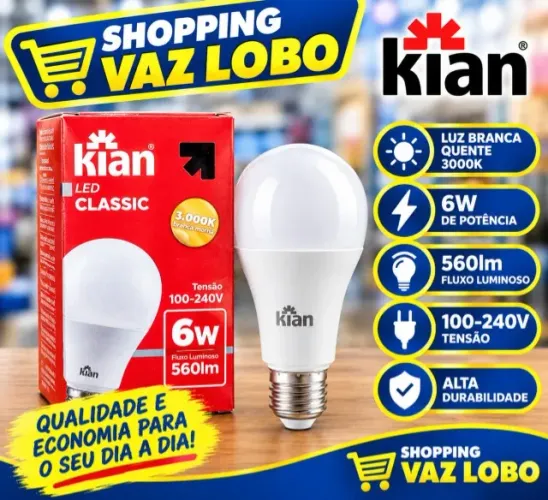 Lâmpada Led Kian 6w 3000k Branco Morno