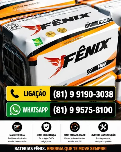 Bateria de carro - Fênix 12 meses de garantia ( entrega teste e instalação grátis)