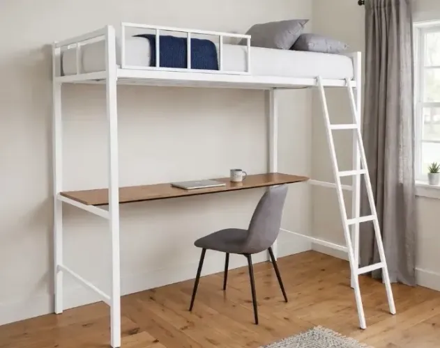 Cama solteiro suspensa branca