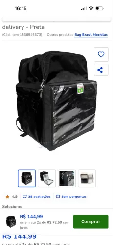 Mochila bag para entregadores