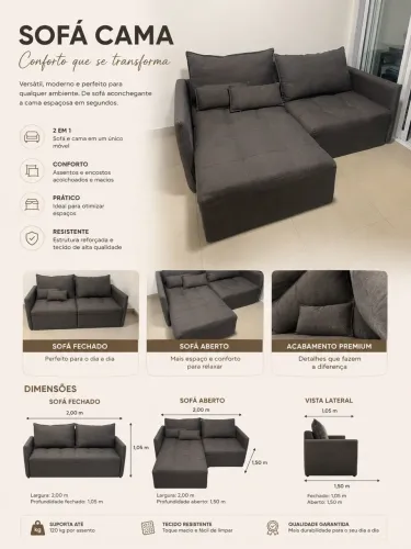Sofá cama retrátil 