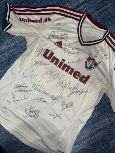 camisa fluminense autografada