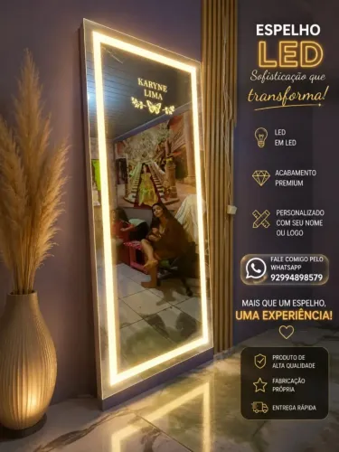 Espelhos jateados com leds botão touch 