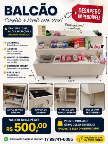 Balcão Expositor com 2 degraus