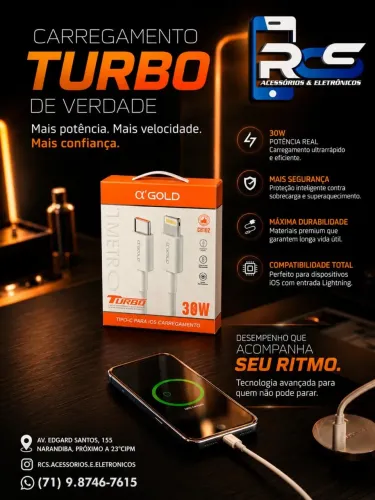 Cabo Tipo C Lightning Turbo 30W A?GOLD