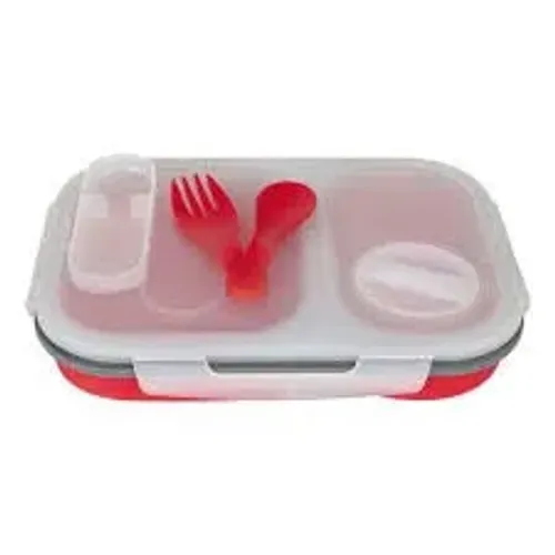 Marmita Retrátil Silicone 2 Divisórias Marmita Ke Home C/Talheres