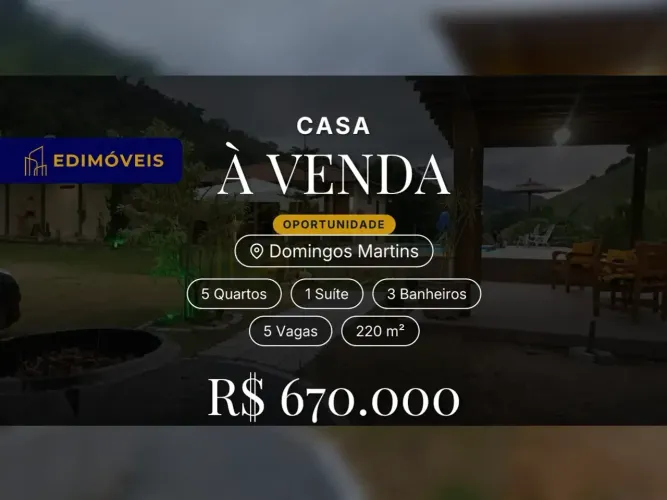 Venha Conhecer: Casa com Piscina e Ampla Área Externa em Domingos Martins