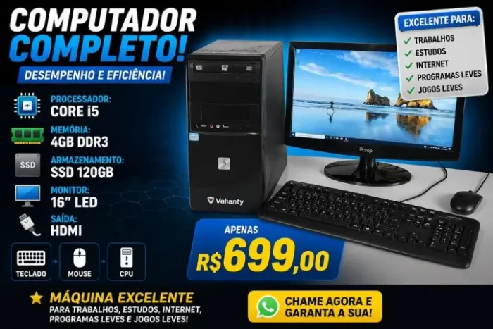 ComputadorCompleto Core i5+SSD (( Aceitamos Cartoes Ou Pix ))