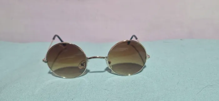 Óculos de Sol Estilo John Lennon Redondo Marrom