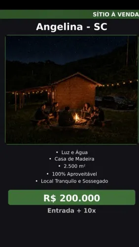 SITIO EM ANGELINA ENTRADA + PARCELA