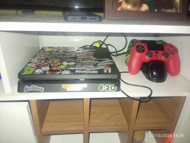 Ps4 slim 2 controle original mais suporte de carregador de controle, fone  game  6jogos